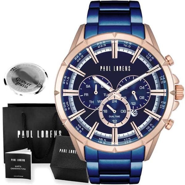 Zegarek męski Paul Lorens LUXURY-6F3 Z GRAWEREM. Zegarki męskie Paul Lorens, bez wzorów. Za 229.00 zł.