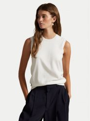 Polo Ralph Lauren Sweter 211972111002 Biały Straight Fit. Białe swetry nierozpinane damskie Polo Ralph Lauren, xxl, bez wzorów, z bawełny, bez kołnierzyka, bez ramiączek. Za 629.99 zł.