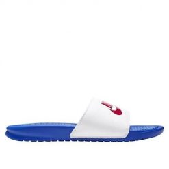 Klapki męskie Nike Benassi Jdi. Białe klapki męskie Nike, bez wzorów, z materiału, bez zapięcia. Za 202.00 zł.