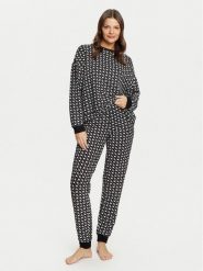 Guess Piżama O5RX09 KCMB2 Czarny Regular Fit. Czarne piżamy damskie Guess, z aplikacjami, z syntetyku, bez ramiączek. Za 209.99 zł.