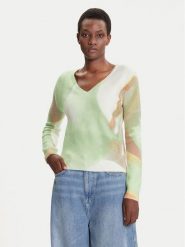 Desigual Sweter Oulu 25WWJF13 Zielony Regular Fit. Zielone swetry nierozpinane damskie Desigual, m, bez wzorów, z syntetyku, bez kołnierzyka, bez ramiączek. Za 369.99 zł.