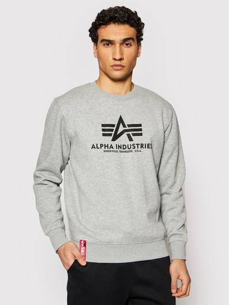 Alpha Industries Bluza Basic Sweater 178302 Szary Regular Fit. Szare bluzy męskie Alpha Industries, m, bez wzorów, z bawełny, bez ramiączek, bez kaptura. Za 179.99 zł.