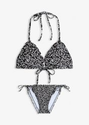 Bikini z trójkątnymi miseczkami z marszczeniem (2 części). Białe bikini bonprix, bez wzorów. Za 32.99 zł.