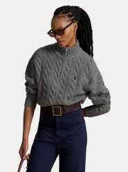 Polo Ralph Lauren Sweter 211972130501 Szary Regular Fit. Szare swetry nierozpinane damskie Polo Ralph Lauren, xxl, bez wzorów, z wełny, bez kołnierzyka, bez ramiączek. Za 1,299.00 zł.