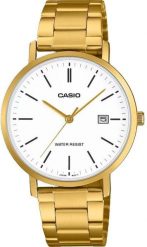 Zegarek Casio Męski złoty biała tarcza bransoleta 37 mm (MTP-VT05G-7EDF). Białe zegarki męskie Casio, bez wzorów, złote. Za 221.99 zł.