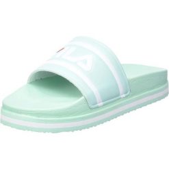 Klapki damskie Fila Morro Bay Zeppa platforma. Zielone klapki damskie Fila, bez wzorów, bez obcasa, na platformie, bez zapięcia. W wyprzedaży za 67.00 zł.
