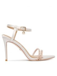 Marciano Guess Sandały G6GZ15 W2496 Biały. Białe sandały damskie Marciano Guess, z aplikacjami, z materiału, bez obcasa, na szpilce, bez zapięcia. Za 1,119.00 zł.