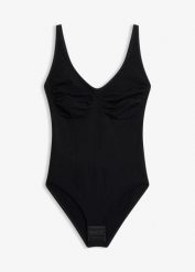 Body modelujące, bezszwowe, średni stopień modelowania sylwetki. Czarne body bonprix, bez wzorów. Za 32.99 zł.