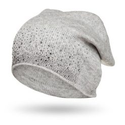 Czapka z kryształkami szara Peterson PTN HAT-01. Szare czapki damskie Peterson, na zimę, bez wzorów, eleganckie. Za 50.00 zł.
