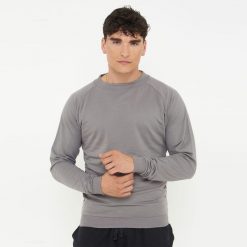 Unisex bawełniana bluza F GORN ciemnoszara. Szare bluzy męskie Legea, bez wzorów, z bawełny, sportowe, bez ramiączek, bez kaptura. Za 84.00 zł.