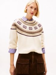 Tommy Hilfiger Wełniany sweter Kobiety Wełna beżowy|brązowy, L. Brązowe swetry nierozpinane damskie Tommy Hilfiger, l, bez wzorów, prążkowane, bez kołnierzyka, bez ramiączek. Za 549.95 zł.