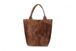 TOSCANIO 1101 COCO rudy 2, torebka damska. Brązowe shopperki damskie Toscanio, bez wzorów, ze skóry, bez dodatków. Za 160.93 zł.