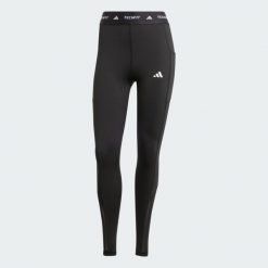 Legginsy Techfit Stash Pocket Full-Length. Czarne legginsy damskie Adidas, bez wzorów, z dzianiny. Za 199.00 zł.