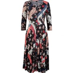 Sukienka z kolekcji Maite Kelly bonprix czarny wzorzysty. Czarne sukienki damskie bonprix, bez wzorów, bez kołnierzyka, bez ramiączek, plisowane. Za 129.99 zł.