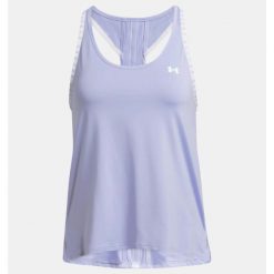 Top damski Under Armour Knockout Tank. Fioletowe koszulki sportowe damskie Under Armour, bez wzorów, bez ramiączek. Za 114.99 zł.