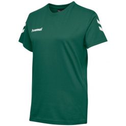 Koszulka sportowa z krótkim rękawem damska Hummel hmlGO cotton. Zielone koszulki sportowe damskie Hummel, xs, bez wzorów, bez ramiączek, do piłki nożnej. Za 39.69 zł.