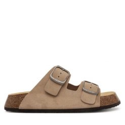 Klapki Scholl. Brązowe klapki damskie Scholl, bez wzorów, bez obcasa, bez zapięcia. Za 219.99 zł.