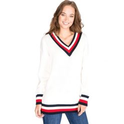 Tommy Hilfiger Essential Sweter Biały. Białe swetry nierozpinane damskie Tommy Hilfiger, xs, bez wzorów, z bawełny, bez kołnierzyka, bez ramiączek. Za 686.95 zł.
