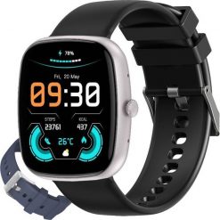 Smartwatch Gravity GT18-6 Czarny Silikonowy + Granatowy. Czarne zegarki smartwatch Gravity, bez wzorów. Za 103.70 zł.