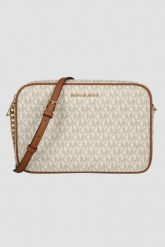 MICHAEL KORS Biała listonoszka z monogramem. Białe listonoszki damskie Michael Kors, bez wzorów, bez dodatków. W wyprzedaży za 549.99 zł.