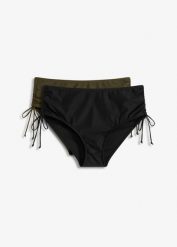 Modelujące figi bikini (2 pary), lekki stopień modelowania sylwetki. Czarne bikini bonprix, bez wzorów. Za 117.99 zł.