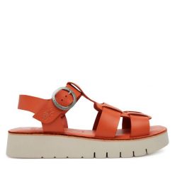 Sandały Fly London. Brązowe sandały damskie Fly London, bez wzorów, bez obcasa, na płaskiej podeszwie, bez zapięcia. Za 359.99 zł.