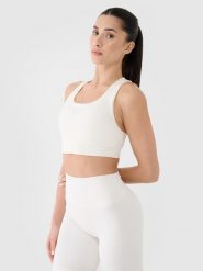 4F Biustonosz treningowy z niskim wsparciem damski - biały XL. Białe bielizna sportowa damska 4F, xl, bez wzorów, z dzianiny. W wyprzedaży za 49.99 zł.