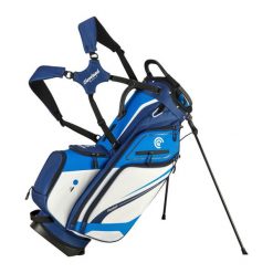 Torba na statyw golfowy Cleveland Golf Saturday 2 Stand. Niebieskie swetry męskie CLEVELAND GOLF, bez wzorów, z materiału, eleganckie, bez kołnierzyka, bez ramiączek. Za 956.50 zł.