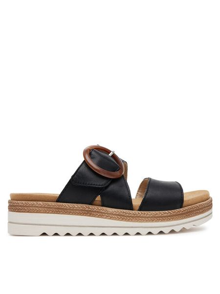 Remonte Klapki D0Q51-00 Czarny. Czarne klapki damskie Remonte, bez wzorów, ze skóry, bez obcasa, bez zapięcia. Za 279.99 zł.