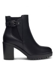 Clara Barson Botki MAGNA HL221125 Czarny. Czarne botki damskie Clara Barson, bez wzorów, ze skóry, bez obcasa, na słupku, bez zapięcia. Za 169.99 zł.