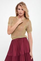Sweter damski z siatki PATRIZIA PEPE. Swetry nierozpinane damskie Patrizia Pepe, l, bez wzorów, bez kołnierzyka, bez ramiączek. W wyprzedaży za 609.03 zł.