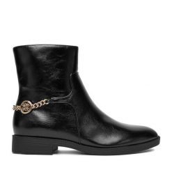 Botki Nine West. Czarne botki damskie Nine West, bez wzorów, bez obcasa, na płaskiej podeszwie, bez zapięcia. Za 279.99 zł.