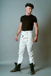 Spodnie Oficery Męskie Śmietankowe. Eleganckie spodnie męskie Hultaj Polski, bez wzorów, z bawełny, eleganckie. Za 479.00 zł.