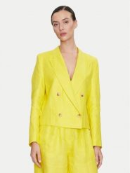 ViCOLO Marynarka TB0790 Żółty Regular Fit. Żółte marynarki i żakiety damskie ViCOLO, bez wzorów, ze lnu, bez kołnierzyka, bez ramiączek. Za 659.99 zł.