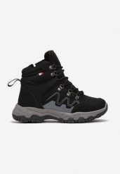Czarne Sznurowane Buty Trekkingowe na Grubej Podeszwie Luciame. Czarne trekkingi męskie Born2be, bez zapięcia. Za 64.99 zł.