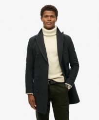 Superdry Płaszcz The Merchant Store Town Coat – Wełniana mieszanka. Czarne płaszcze damskie Superdry, l, bez wzorów, z materiału, klasyczne, bez kołnierzyka, bez kaptura. Za 1,046.95 zł.