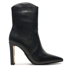 Botki Tamaris. Czarne botki damskie Tamaris, bez wzorów, bez obcasa, na słupku, bez zapięcia. Za 639.99 zł.