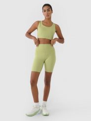 4F Legginsy kolarki treningowe damskie - zielone S. Zielone legginsy sportowe damskie 4F, s, bez wzorów, z dzianiny, z podwyższonym stanem, krótkie, na fitness i siłownię. W wyprzedaży za 59.99 zł.