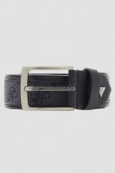 GUESS Czarny męski pasek w monogram Boston H35, Rozmiar L. Czarne paski męskie Guess, z jeansu, eleganckie. W wyprzedaży za 249.99 zł.
