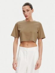 Max Mara Leisure T-Shirt 2516941098650 Brązowy Regular Fit. Brązowe t-shirty damskie Max Mara Leisure, m, bez wzorów, z bawełny, bez kołnierzyka, bez ramiączek. Za 329.99 zł.