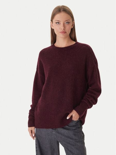 Patrizia Pepe Sweter 2K0326/K293-M536 Bordowy Regular Fit. Czerwone swetry nierozpinane damskie Patrizia Pepe, m, bez wzorów, z syntetyku, bez kołnierzyka, bez ramiączek. Za 919.99 zł.