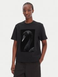 BOSS T-Shirt Eharpa2 50563277 Czarny Regular Fit. Czarne t-shirty damskie Boss, l, bez wzorów, z bawełny, bez kołnierzyka, bez ramiączek. Za 599.99 zł.