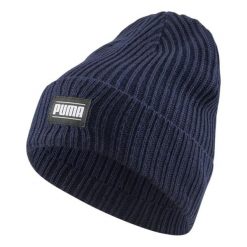 Czapka Prążkowana Akryl Z Mankietami Classic. Niebieskie czapki damskie Puma, bez wzorów, z materiału. Za 132.99 zł.