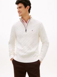 Tommy Hilfiger sweter Mężczyźni Bawełna biały, XL. Białe swetry męskie Tommy Hilfiger, na zimę, m, bez wzorów, z bawełny, bez kołnierzyka, bez ramiączek. Za 649.95 zł.