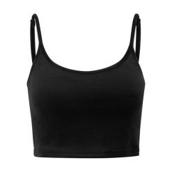 Damski top z weluru Urban Classics. Czarne topy damskie Urban Classics, bez wzorów, z weluru, bez kołnierzyka, bez ramiączek. W wyprzedaży za 48.00 zł.