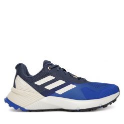 Trekkingi adidas. Niebieskie buty zimowe męskie Adidas, bez wzorów, bez obcasa, bez zapięcia. Za 339.99 zł.