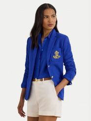 LAUREN RALPH LAUREN Marynarka 200797305032 Niebieski Slim Fit. Niebieskie marynarki i żakiety damskie Lauren Ralph Lauren, bez wzorów, z bawełny, bez kołnierzyka, bez ramiączek. Za 1,499.00 zł.
