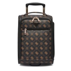 Walizka kabinowa Guess. Brązowe walizki damskie Guess, z aplikacjami. Za 639.99 zł.