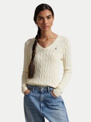 Polo Ralph Lauren Sweter 211971870011 Kremowy Slim Fit. Białe swetry nierozpinane damskie Polo Ralph Lauren, xs, bez wzorów, bez kołnierzyka, bez ramiączek. Za 949.99 zł.