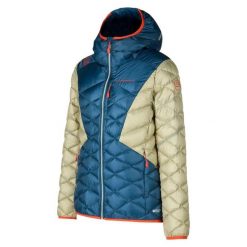 Kurtka puchowa damska z kapturem La Sportiva Pinnacle. Niebieskie kurtki sportowe damskie La Sportiva, xl, bez wzorów, z poliamidu, bez ramiączek, z kapturem, narciarskie. Za 1,334.00 zł.